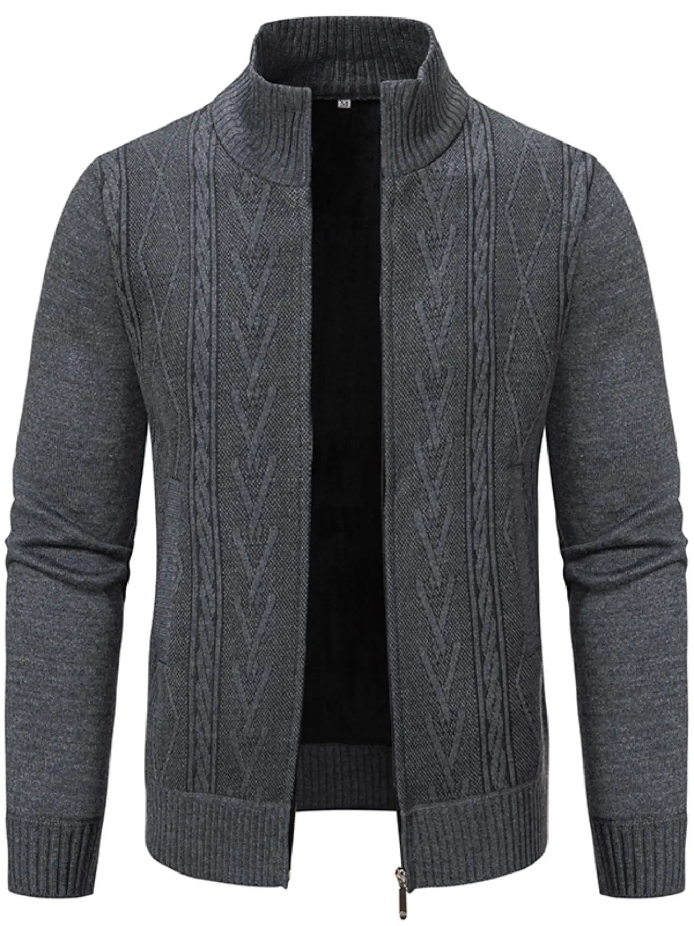 Men's Stand Collar Zipper Knit Sweater, Warm and Comfortable, Classic Houndstooth Pattern, Business and Casual Style, Fall & Winter Essential