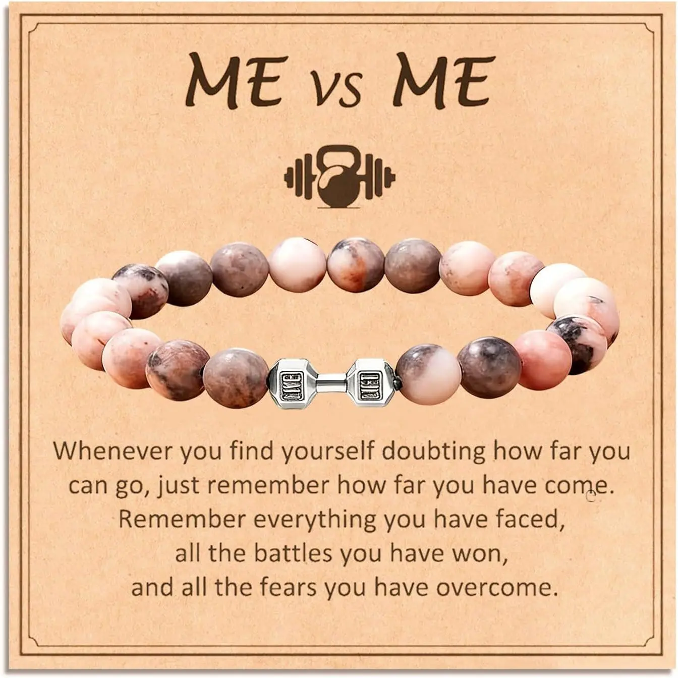 Dumbbell Charm Bracelet for Women   Stone Beaded Weighted Bracelet Trendy Fitness Workout Stretch Brace-let Gym Fitness  Gifts for Gym Lovers