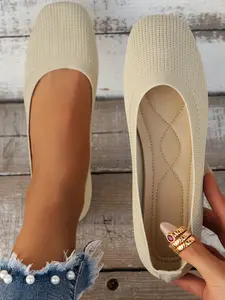 Women's Lightweight Breathable Comfort Flat Shoes, Home Commute Slip-On Single Shoe, Casual Daily Wear Footwear