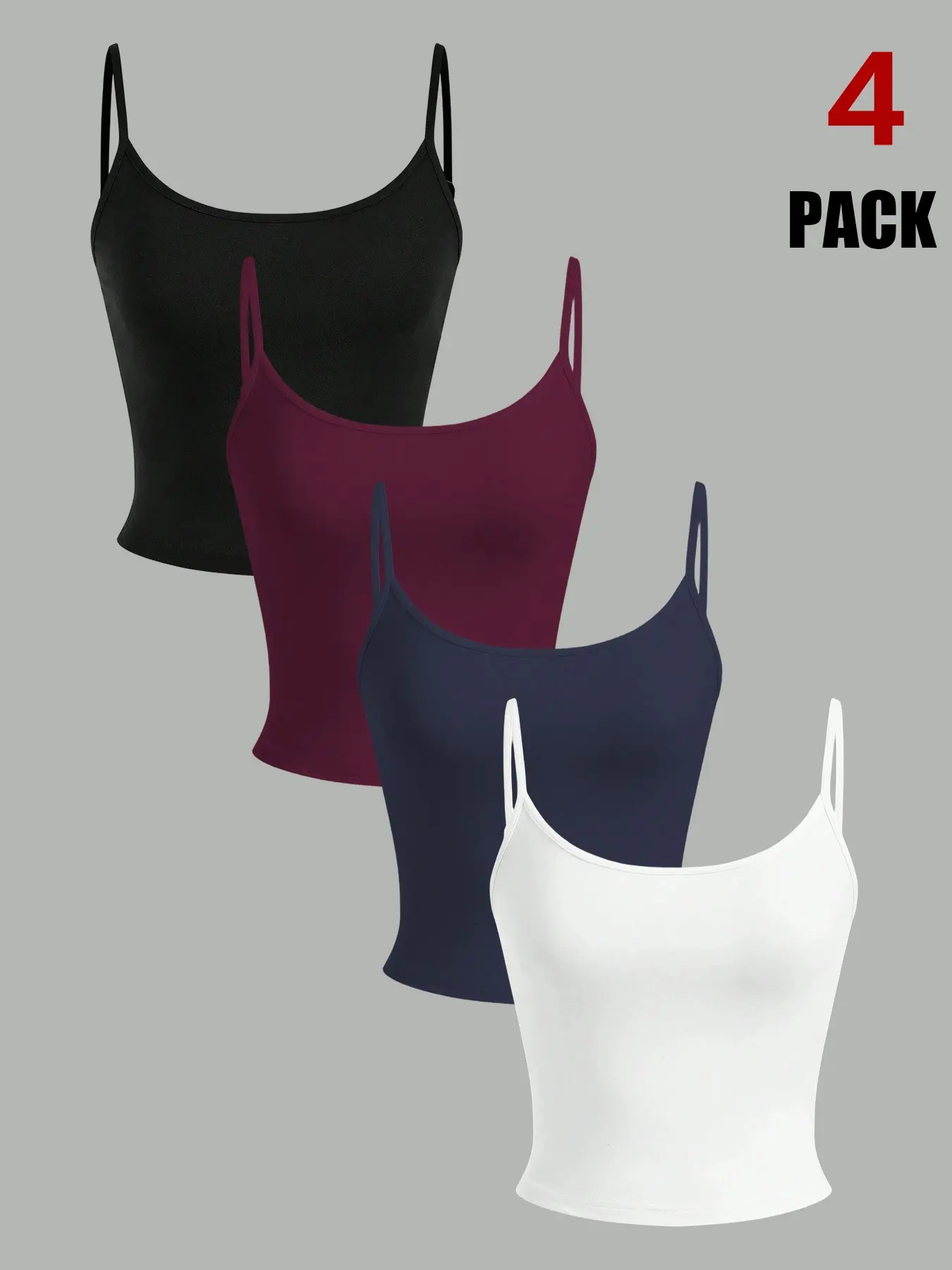 Women Square Neck Slim Cami Tank Top, Camisole, High Stretch Fabric, Versatile Wear, Daily Basic Vest, Unisex Design, Plain Surface
