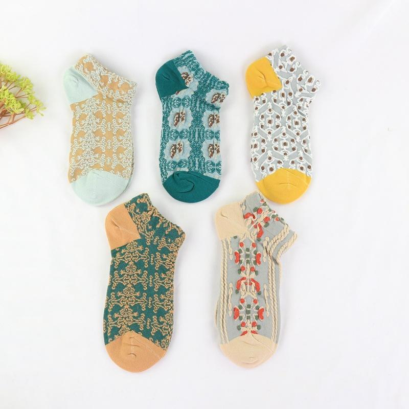 Spring and Autumn Women's Thin Cotton Low-Cut Vintage Socks, Korean Style Summer Breathable Short Socks, Low-Cut Socks