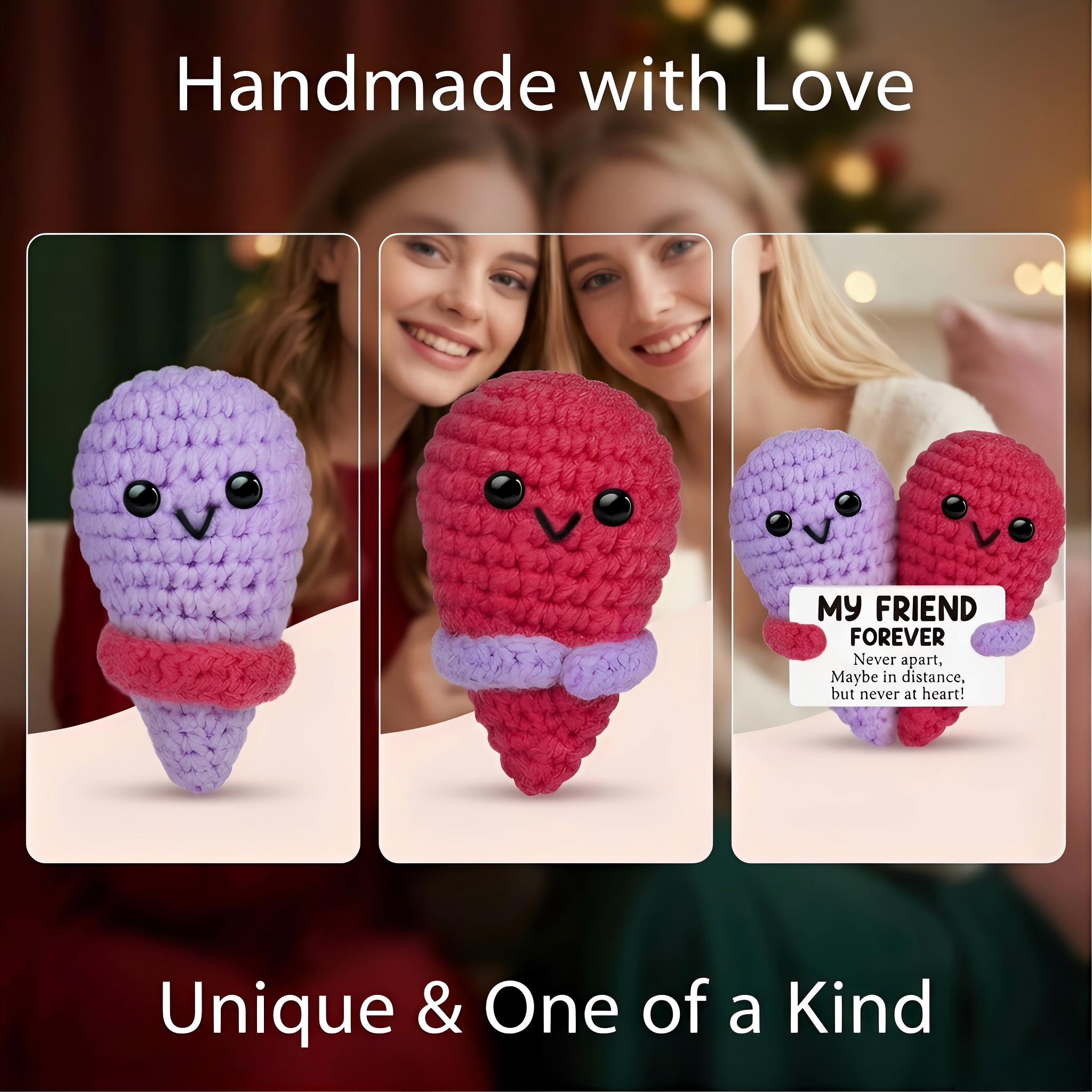 Cute Handmade Crochet Heart Emotional Support Plush Doll,Soft Skin-Friendly Cotton Yarn Stress Relief Decor,Birthday Gifts,Gifts For Women Men Him Her,Bestie Friendship Gifts,Easter Basket Stuffers,Mothers Day Graduation Teacher Appreciation Going Away Gi