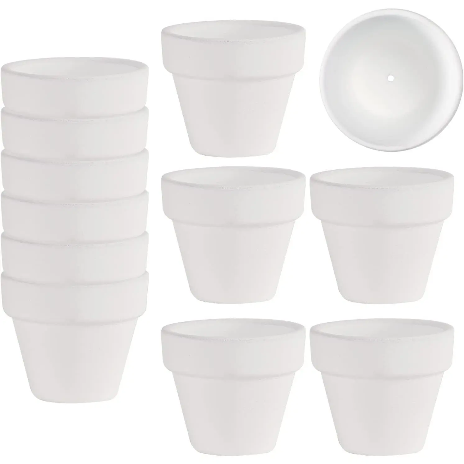 1.9 x 1.6 inch Opening Mini White Terracotta Clay Nursery Pots with Drainage Holes - Cute Decorative Gifts, Plant Containers for Cactus, Lithop, Small Succulents - Home Garden Table Decor for Family