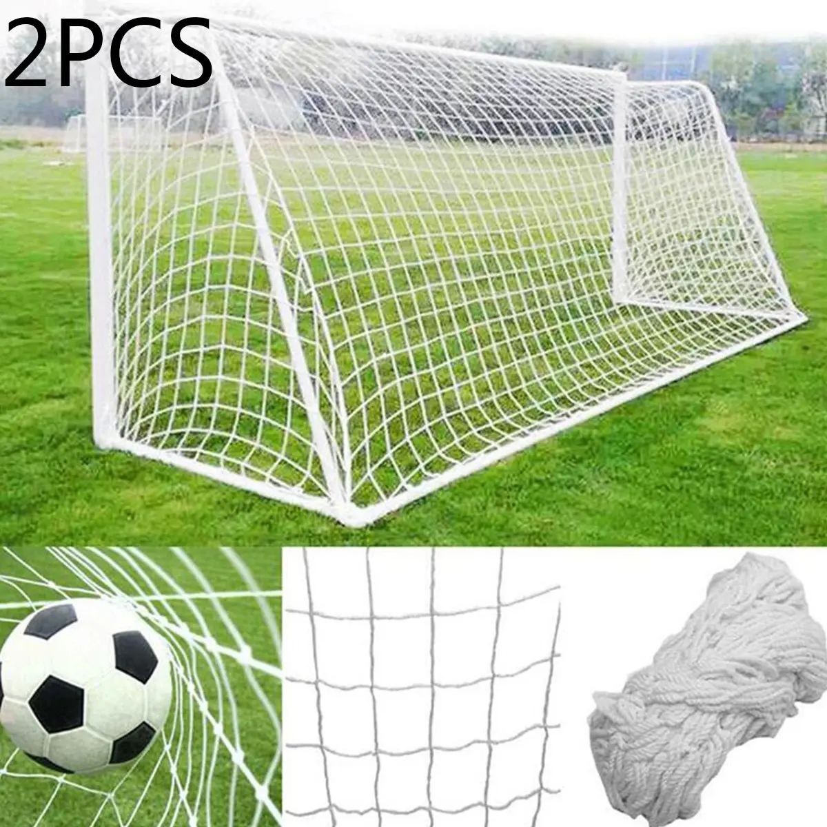 2-Pack Polyester Soccer Nets, 5/7/11 Player Training Equipment, Non-Waterproof, Strong Netting, Portable, Easy Storage, Includes Carry Bag