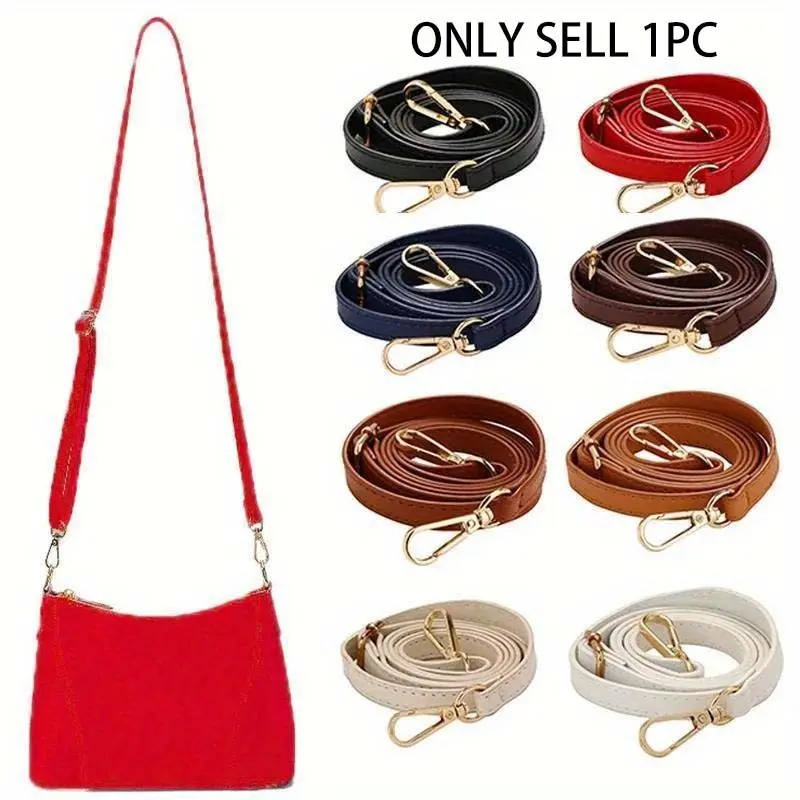 1pc 51.18 Inch Long PU Leather Shoulder Strap, 0.47 Inch Wide Handbag Belt, Fashion Multifunctional Crossbody Bag Replacement Accessory DIY Wallet Making
