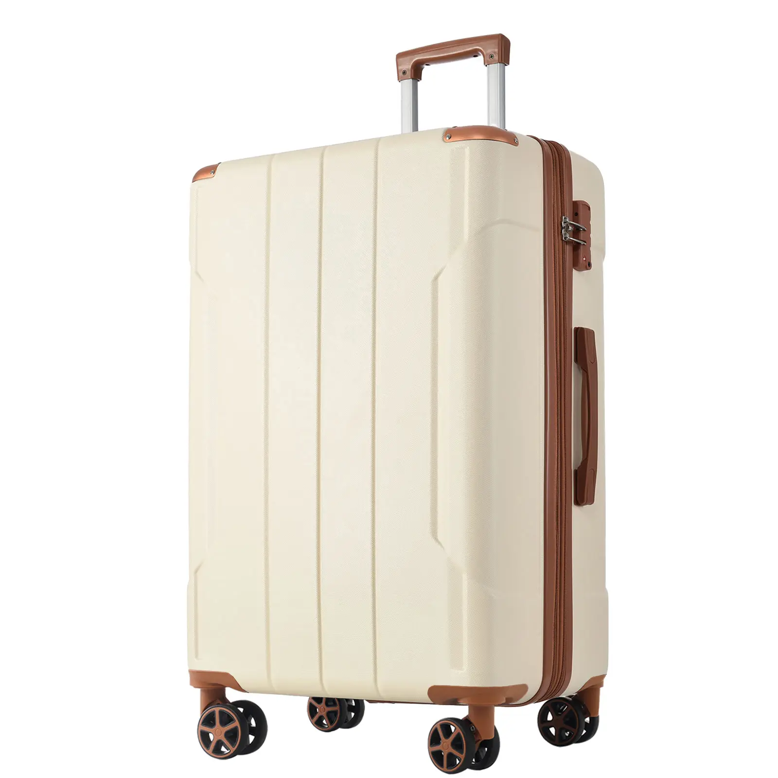 ARCH 28-Inch Expandable Hardshell Checked Luggage Suitcase - Lightweight Durable ABS, Double Spinner Wheels, White Brown - Home Supplies Organizer for Vacation & Business Trips, Double Wheels