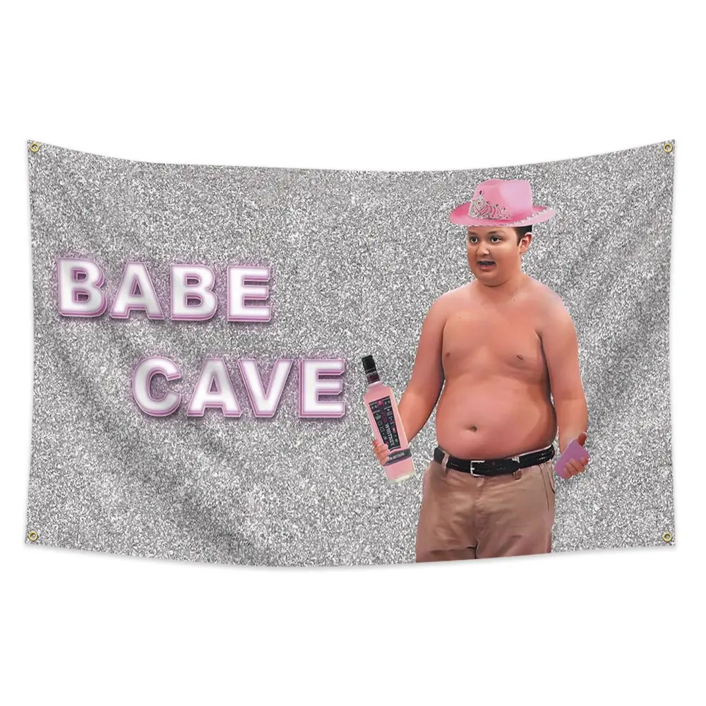 Gibby Babe Cave Funny Flags, Humorous Print, 3x5 Feet Banner, Vibrant Colors, Durable Polyester, Bar College Dorm Man Cave Bedroom Indoor Decor Flag