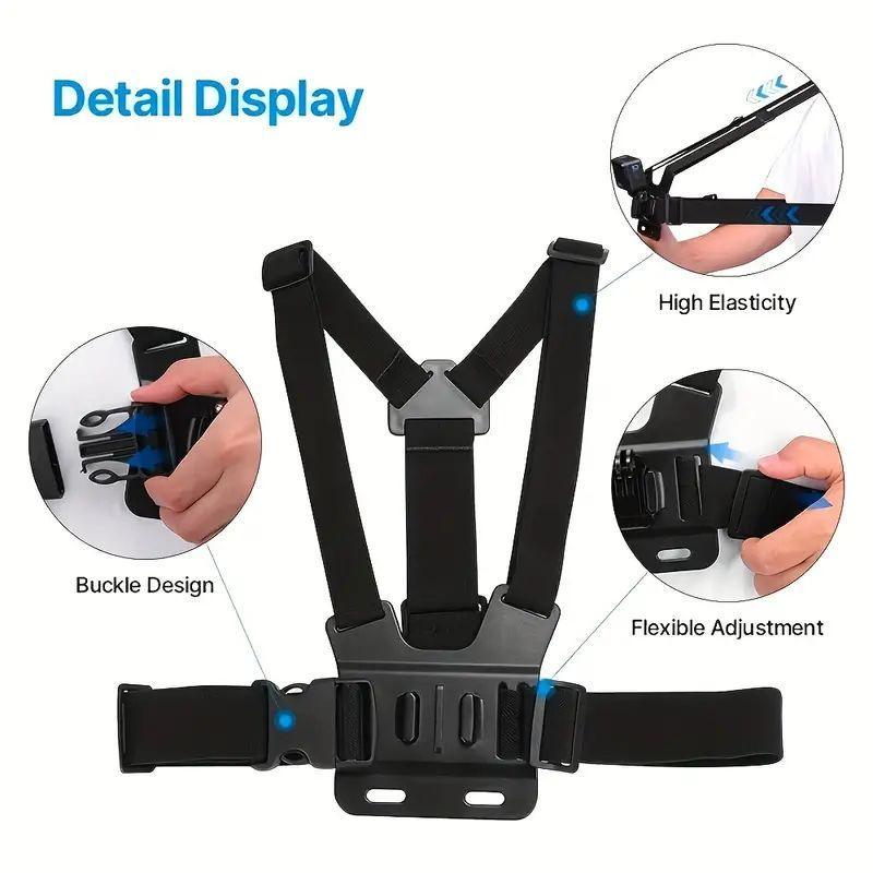 Action Camera Strap Set with Phone Clip, Durable Material Fixing Mount for Gopro/phone/osmo Action, Universal Compatibility Sports Camera Accessories, Adventure Sports