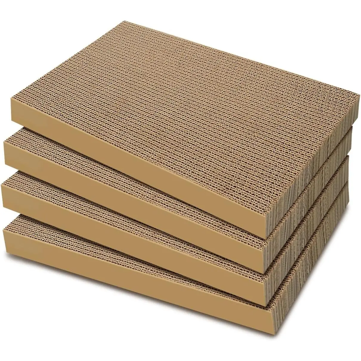 Scratcher 4-Pack, Large Cardboard Pads for Indoor Cats | Recyclable Corrugated Cardboard Pads, Ideal for Daily  and Furniture Protection,  Scratch Pad for Kittens