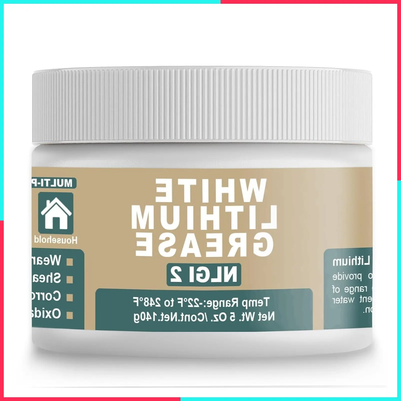 White Lithium Grease Lubricant for Door Hinges, Openers, Wheels & Screws – 5 oz