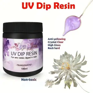 UV dip resin for thread flower 100 grams crystal clear ultraviolet resin cure quickly highly transparent and gloss suitable for DIY art jewelry creative modeling and flower decoration
