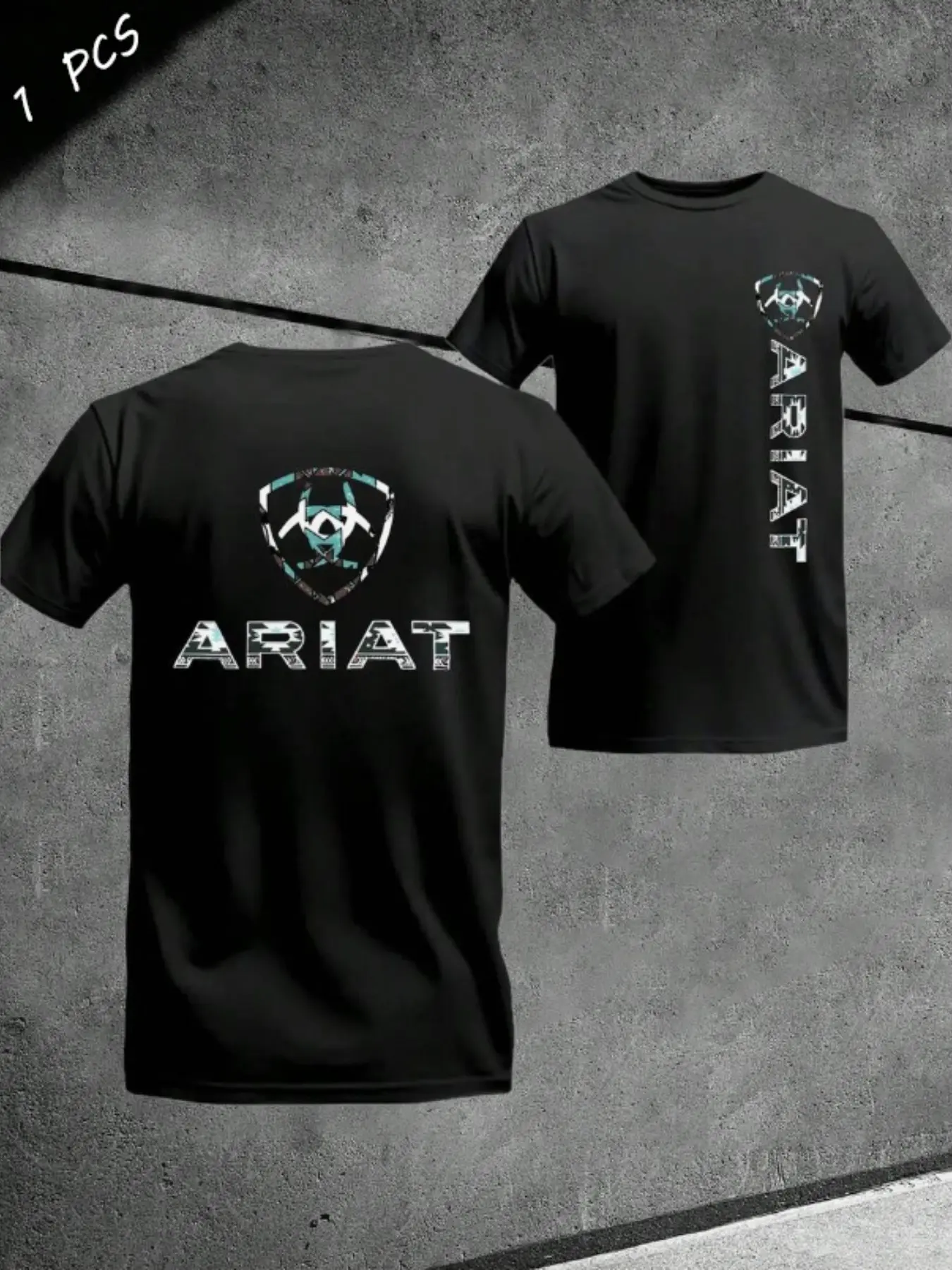 Men's Ariat Print Graphic T-Shirt, Casual Long Sleeve Top, Comfortable Fit for Daily Wear, Ideal for Home & Leisure Activities, Menswear