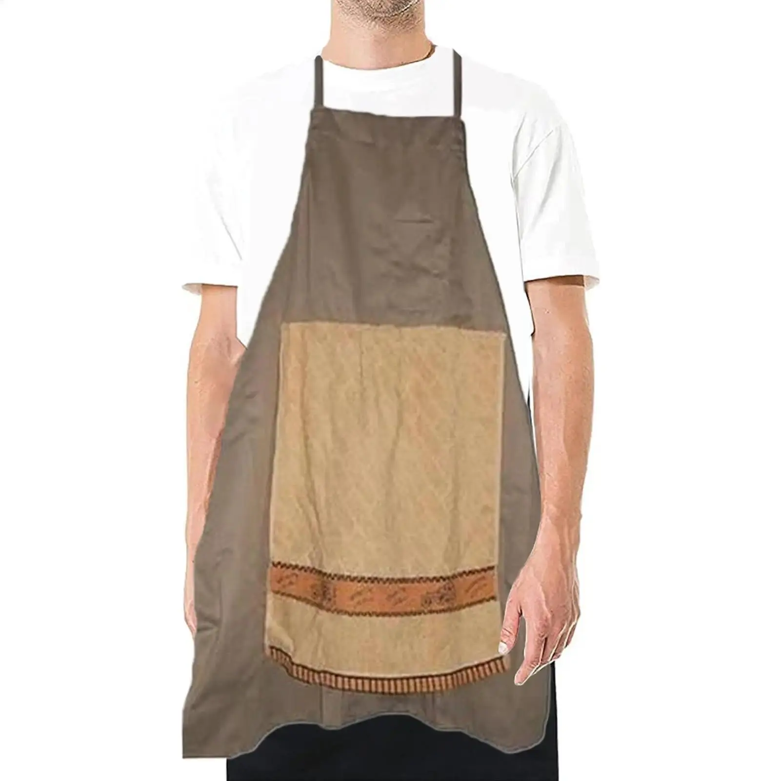 Prank Apron Funny Chef Apron Humorous Washable Novelty Costume with Openable Towel for BBQ Workshop Art Studio Pottery Making