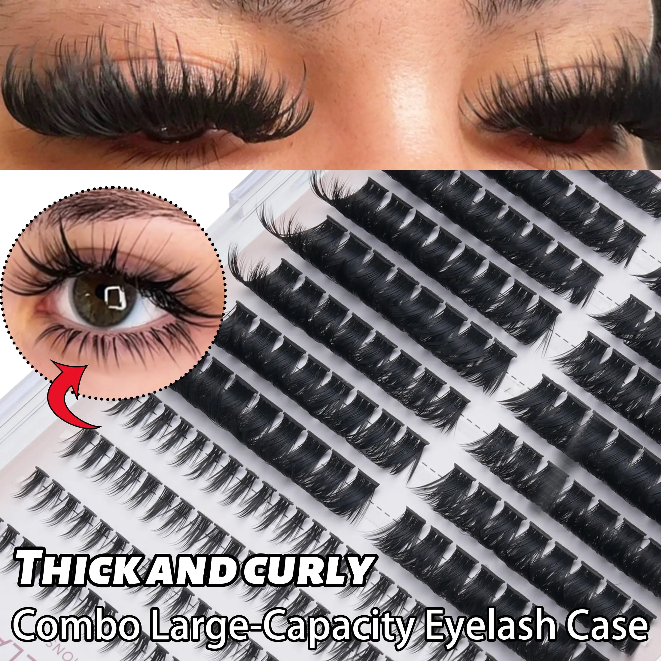 228 Russian Cosmetic False Lashes, 8-18mm Length, Dense Curl Design, Reusable, Single Fiber, DIY Lash Extensions, Upper & Lower Lashes Combo
