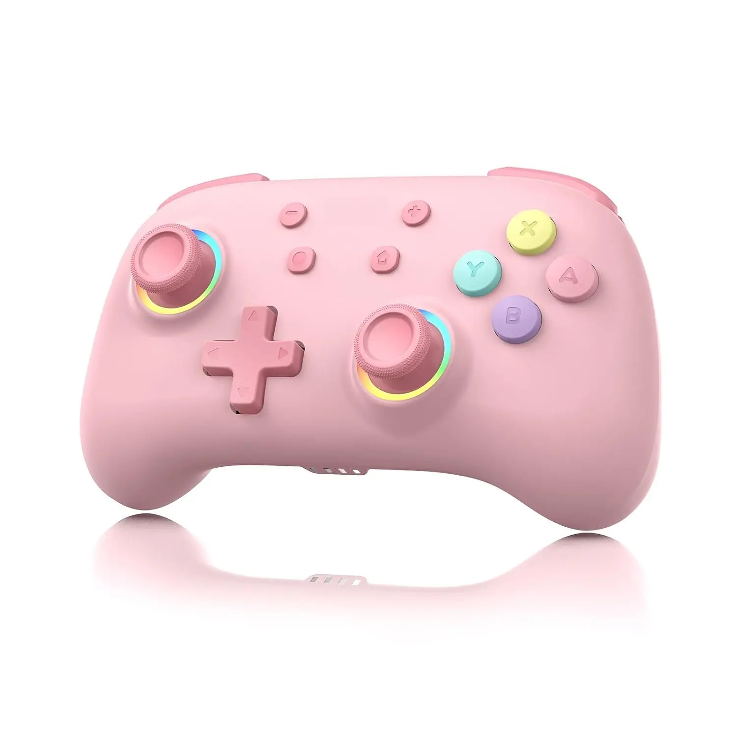Controller for /PC/Android/IOS, Cute Gamepad with RGB Lights, Mini Pro Controller with Turbo/Macro/NFC Amiibo/Motion Sensor/Wake-Up/Rumble ()