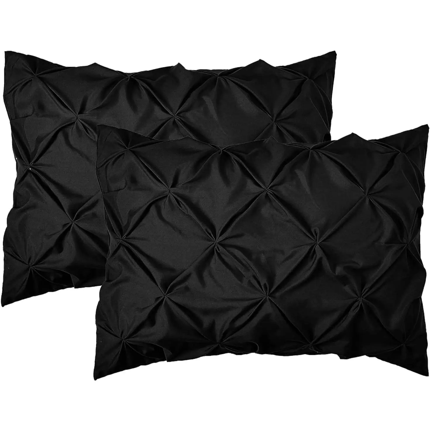 2-Pack Sham Set Pinch Pleat Design, 1500 Premium Hotel Quality Microfiber, Stylish Design-Easy Care, Wrinkle and Stain Resistant, 2-Piece Sham Set, Pleated Standard/Queen, Black