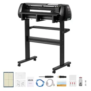 VEVOR Vinyl Cutter Machine, 28in Max Feed Width, Dual Blades, Adjustable Force & Speed, LED Display, Signmaster Software-Included Plotter for Car Decals, DIY Projects, Sticker Paper, Adhesive Vinyl, Aluminum (Windows & macOS Compatible)