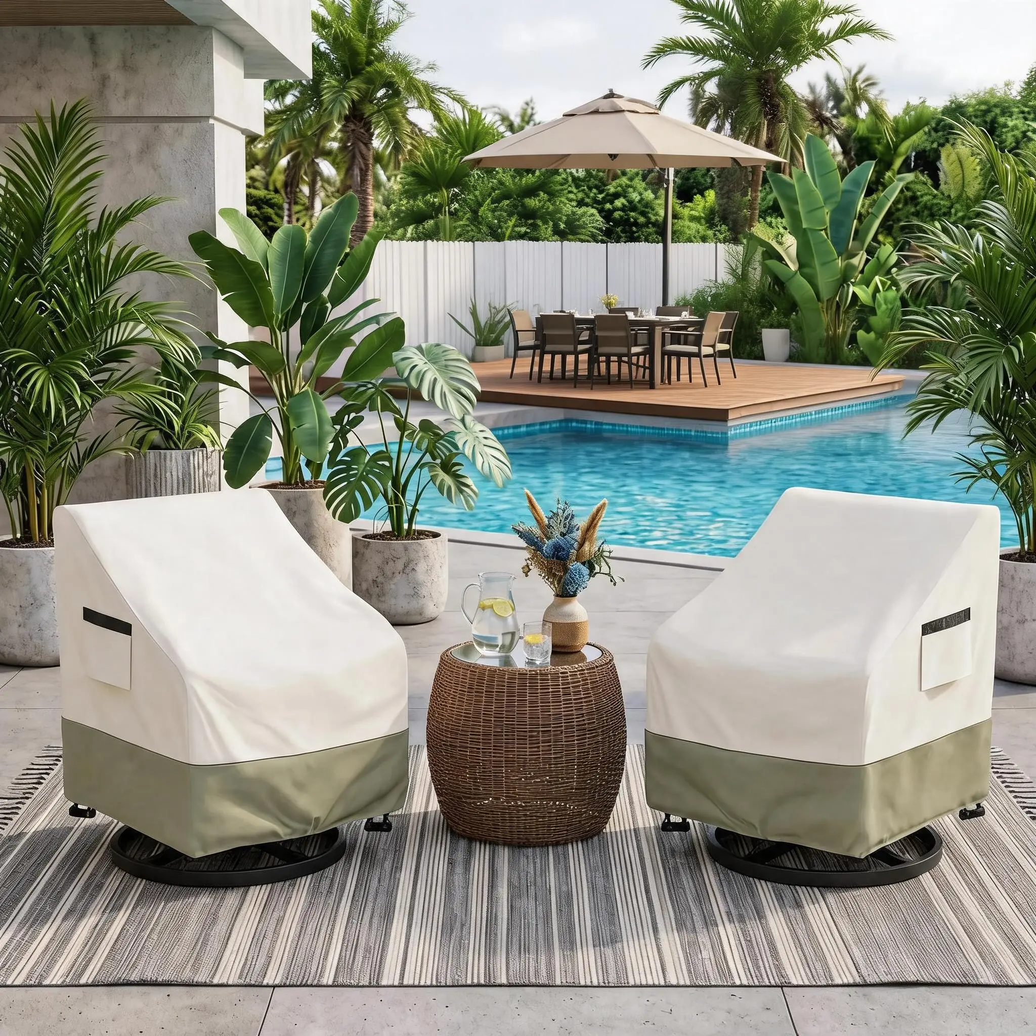 2-Pack Patio Chair Covers, 600D Oxford Fabric Outdoor Furniture Protector, Waterproof Heavy-Duty All-Weather UV-Resistant Set for Garden Backyard; Set Includes 2 Covers