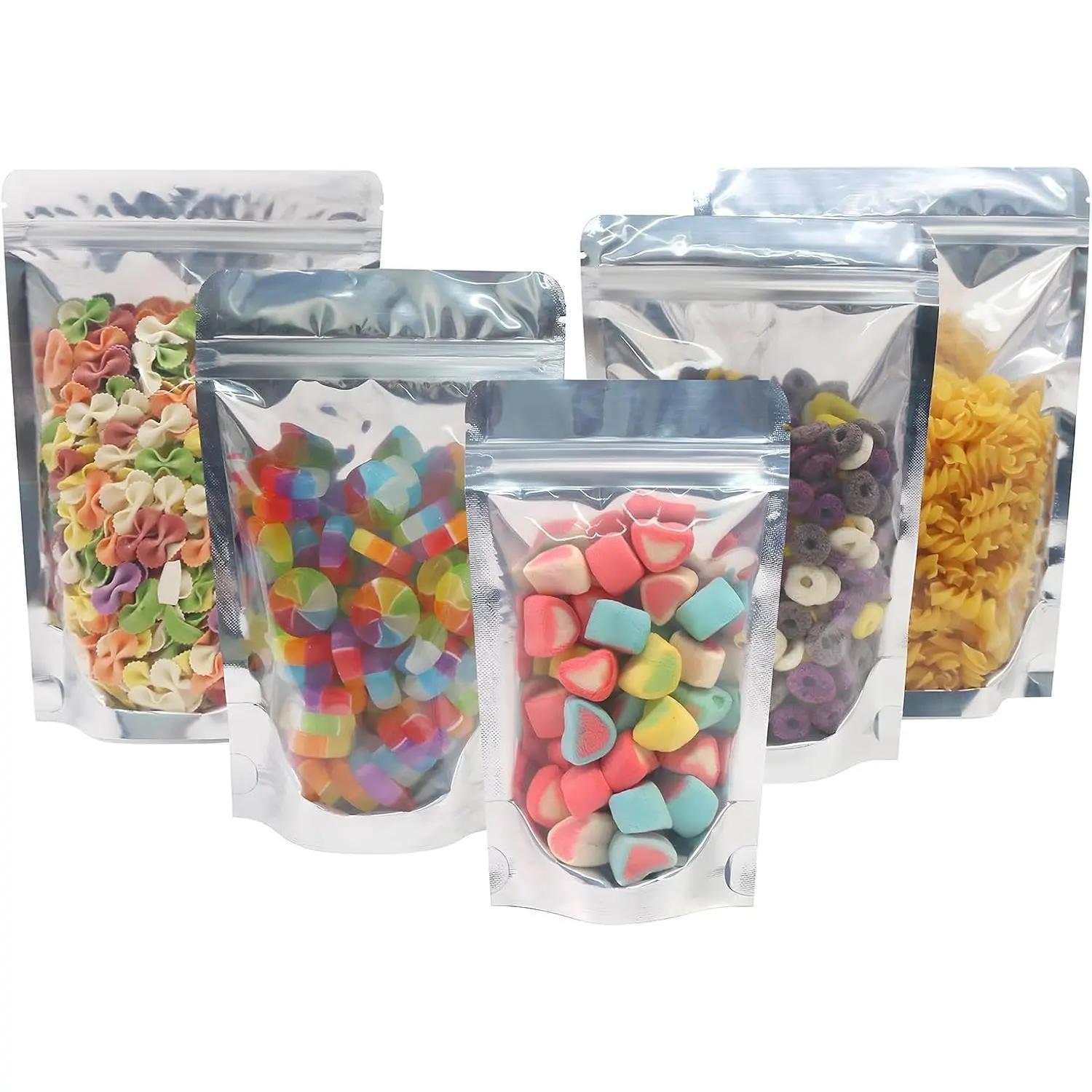 Aluminium Foil Zipper Stand Up  Pouches Bags with Notch for  Storage 3.5x5.9 Inches, 2.8oz, Pack of 50