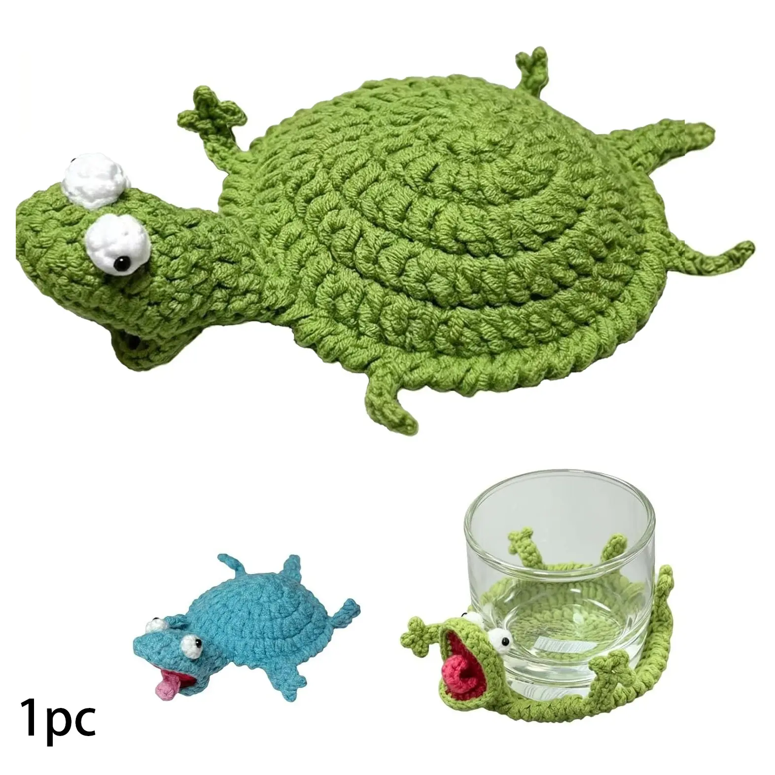 Crochet Lizard Coaster, Fun Small Lizard Coaster, Cute 3D DIY Handmade Funny Amigurumi Animal Coaster for Beginners Adults, Home Decor