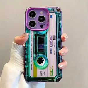 Unique blue-green transparent tape creative design phone case, matte back protective case, suitable for iPhone 17/16/15/14/13/12/11/X/XS/XSMAX/XR/7P/8P/16E/17E, stylish and full of youthful vibe, suitable as a holiday gift for friends, family, or yourself