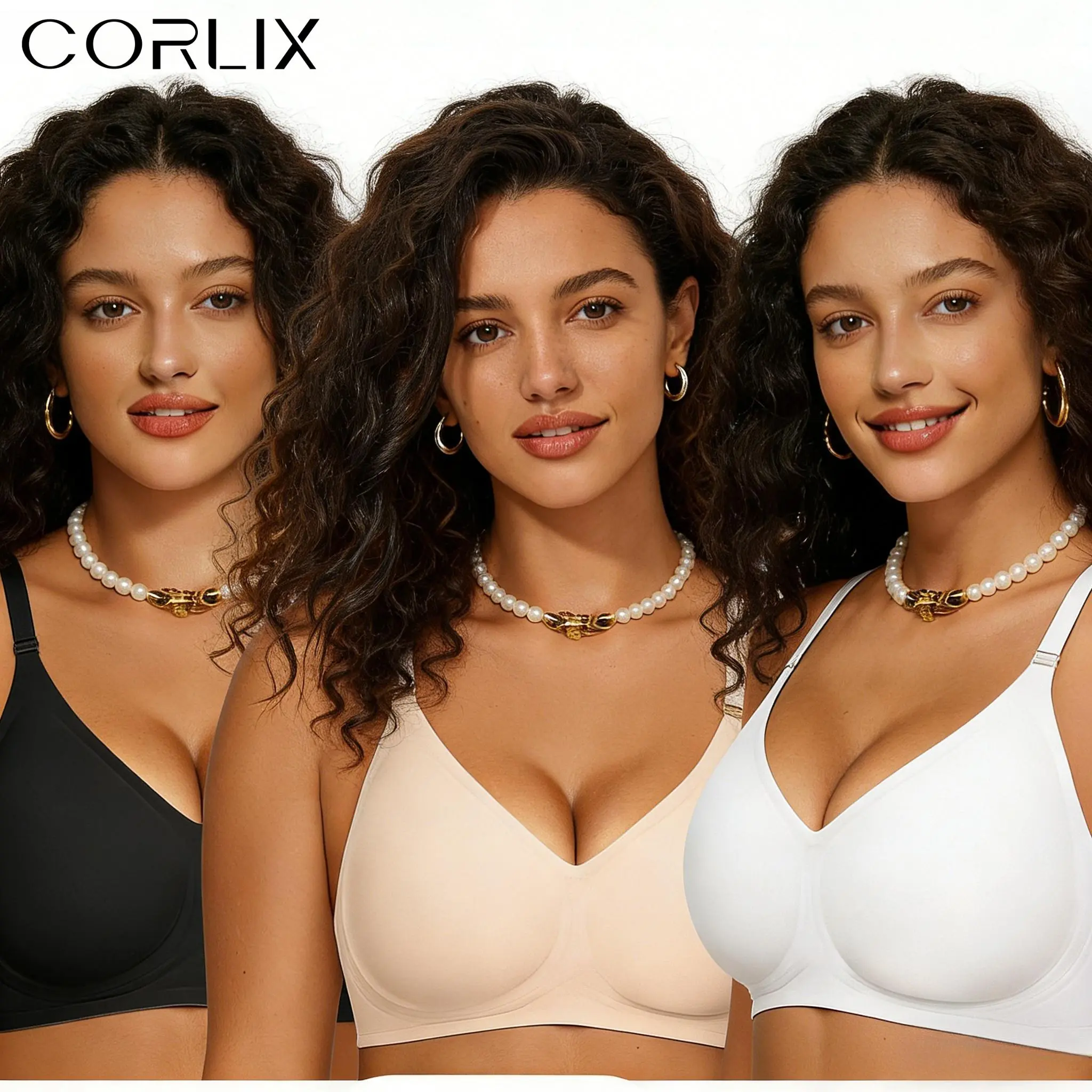 CORLIX Minimalist Smooth Yarn Wireless Jelly Bra for Women No Underwire, Full Coverage Everyday Seamless T-Shirt Bra, Comfort Push Up Minimizer Bra Adjustable Straps Basic Women Underwear