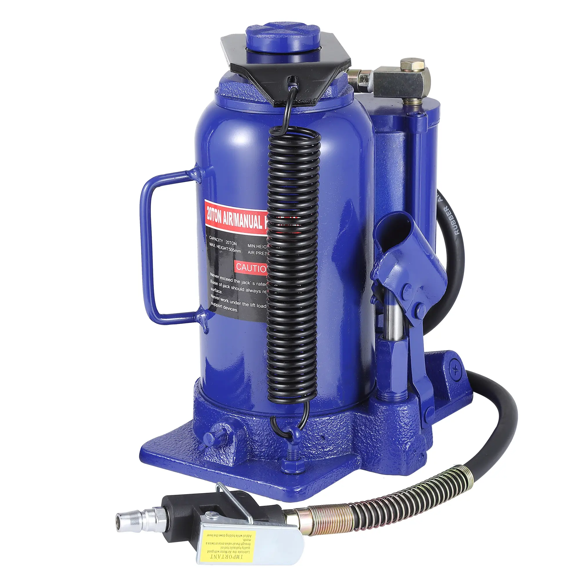 20 Ton Air Hydraulic Bottle Jack, Heavy Duty Pneumatic & Manual Hand Pump Car Jack with 10.2-20.1 in Lifting Range, Welded Steel & Cast Iron Body, Overload Safety Valve, Dual Spring Return for Trucks, SUVs, RVs, Trailers, Garage & Shop Repair