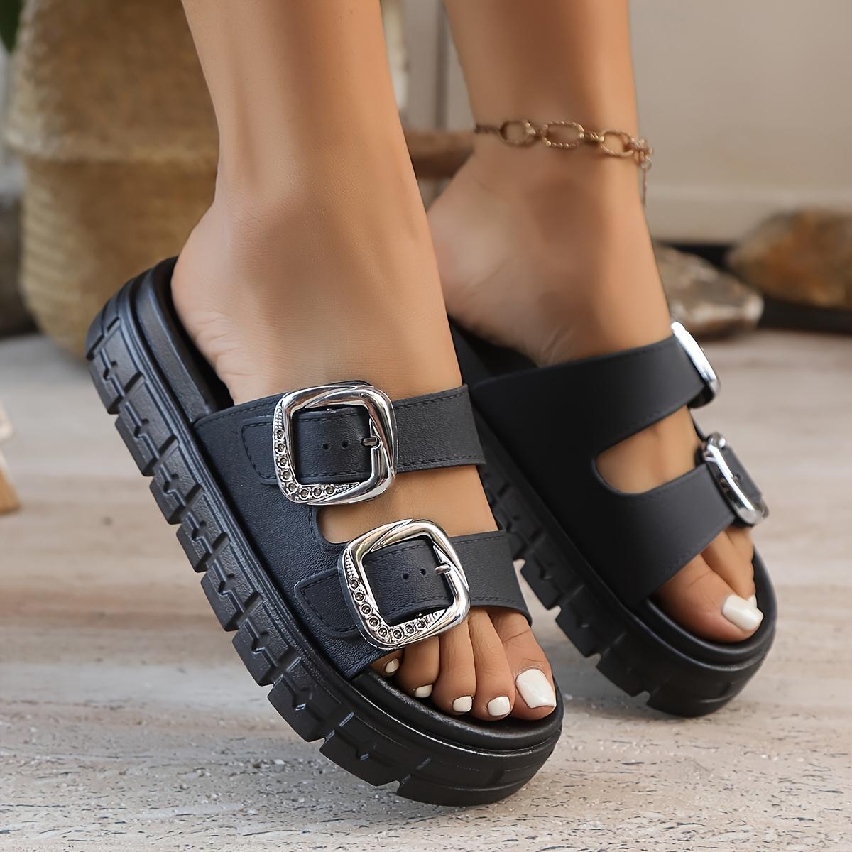 OFIREND Women's Bohemian Platform Sandals - Fashionable Wedge Shoes with Adjustable Buckle Foot Straps, Wide Thick Sole Slippers, Non-Slip TPR Sole, Cushioned Insole, Embellished Faux Cover for Summer Beach Vacation | Women's Shoe