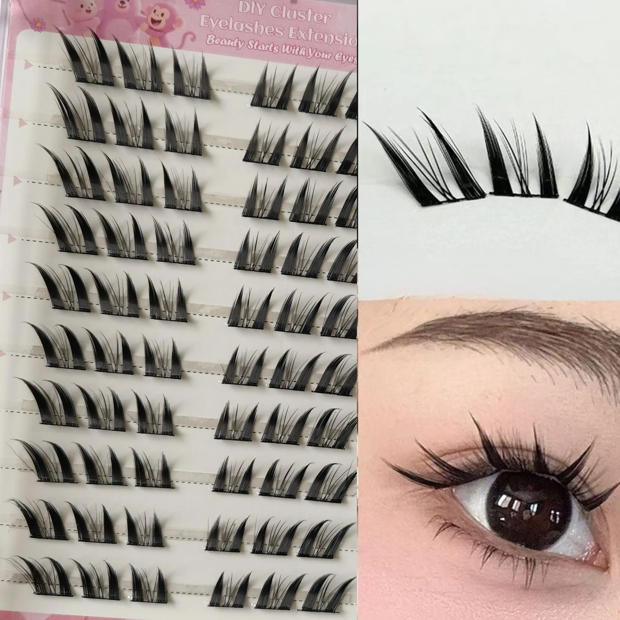 Directly Applied False Eyelashes, 60pcs Segmented Lashes, Simple and Elegant Eye Makeup, Self-Adhesive False Eyelashes, False Eyelashes Clusters