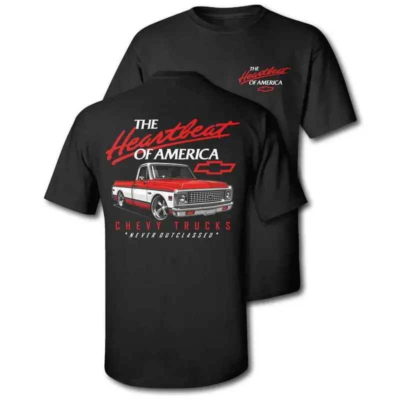 Old School Legend Tee Red Chevy 'Never Outclassed' Heather Rust Short Sleeve Crewneck Casual Graphic Top for Fans Menswear Streetwear Biker Tropical Shortsleeve Tshirt Man  Vintage Classic Crewneck T-Shirt