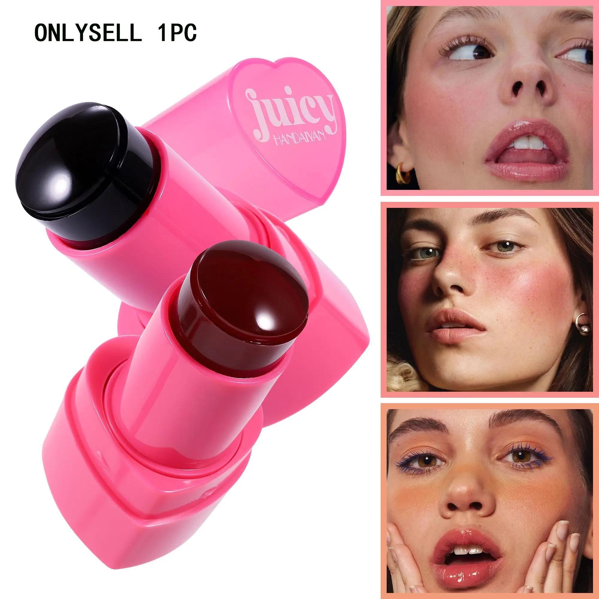 Jelly Blush Stick, Three-In-One Makeup Tool, Everyday Versatile Makeup, Lip Cheek, Moisturizing, Hydrating and Brightening, Natural Look, Ideal for Daily Use, Lipstick and Eyeshadow Functionality, Lip Cheek Tint, Cosmetics Products