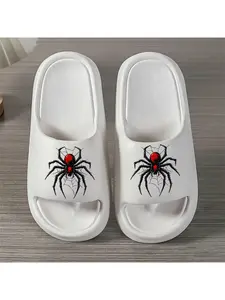 1 Pair of New Unisex Slippers, Featuring a Cool Black and Red Spider Pattern, Indoor/outdoor Slippers, Holiday Gift Slippers, Women's House Shoes, Room Slippers, Birthday Gift Slippers, Casual Slippers, Summer EVA Slippers, Bathroom Slippers