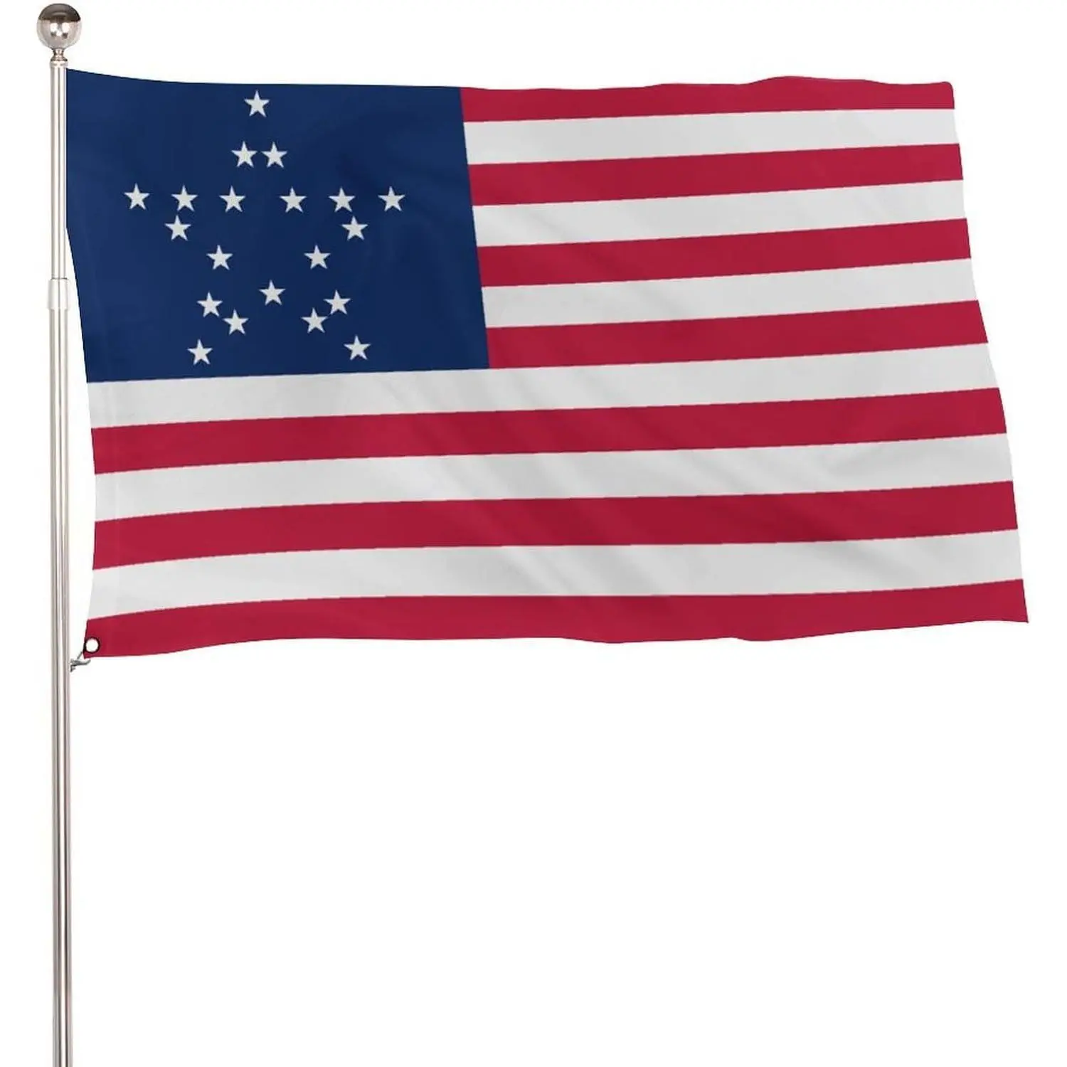 GreatStar Patriotic 20-Stars Stripes American Flag Banner, 5x3 Ft Standard Size, 115D Polyester Weatherproof Outdoor Display Banner, Lightweight with 2 Metal Eyelets
