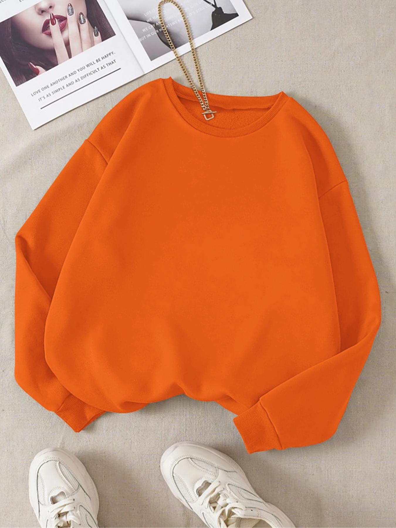 Trendy Solid Color Sports Sweatshirt, Teen Girls Casual Wear, Women's Daily Fashion, Comfortable Breathable Fitted Long Sleeve Pullover
