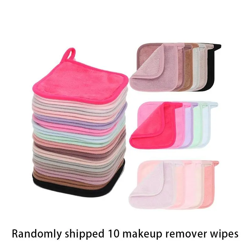 10 Pack Reusable Makeup Remover Wipes Soft Microfiber Facial Cleansing Cloths Washable Eco Friendly Makeup Removal Wipes Makeup Eraser Pads