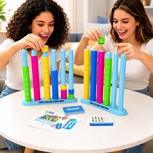 Color Stacking Challenge Board Game, Color Matching Puzzle Game, Fast-Paced Stem Color Sorting Toy, Ideal for Kids and Family Parties