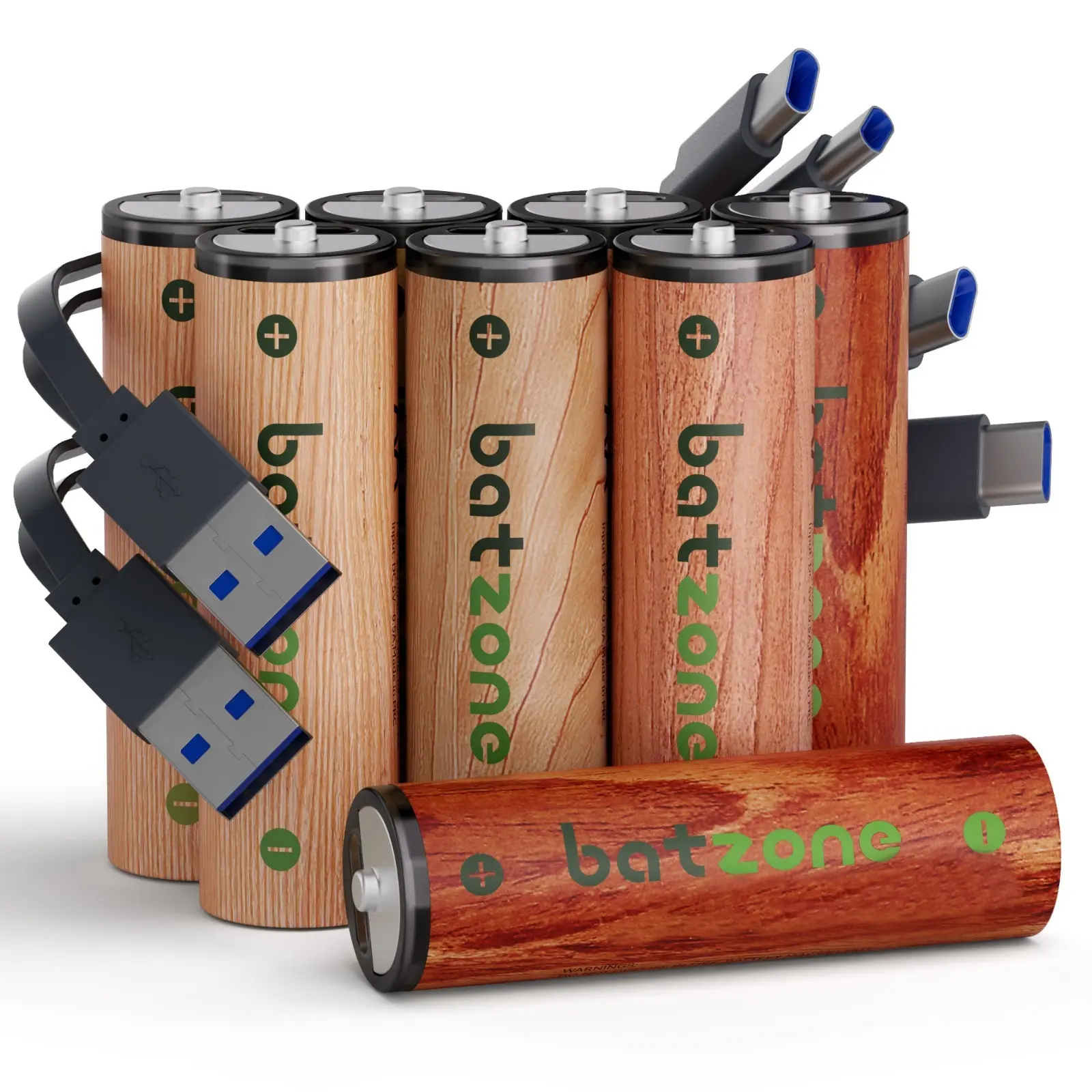 8 Pack 1.5V  3100mWh AA with USB-C Port Rechargeable Lithium Battery USB C Battery + Cable