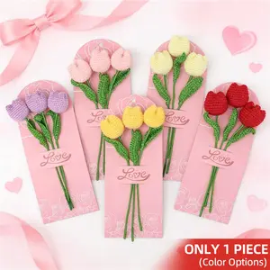 Handmade Knitted Tulip Yarn Set, Perfect Gift for Christmas Valentine Easter Mother's Day Graduation Seasonal Birthday Party Decorative Home Decor