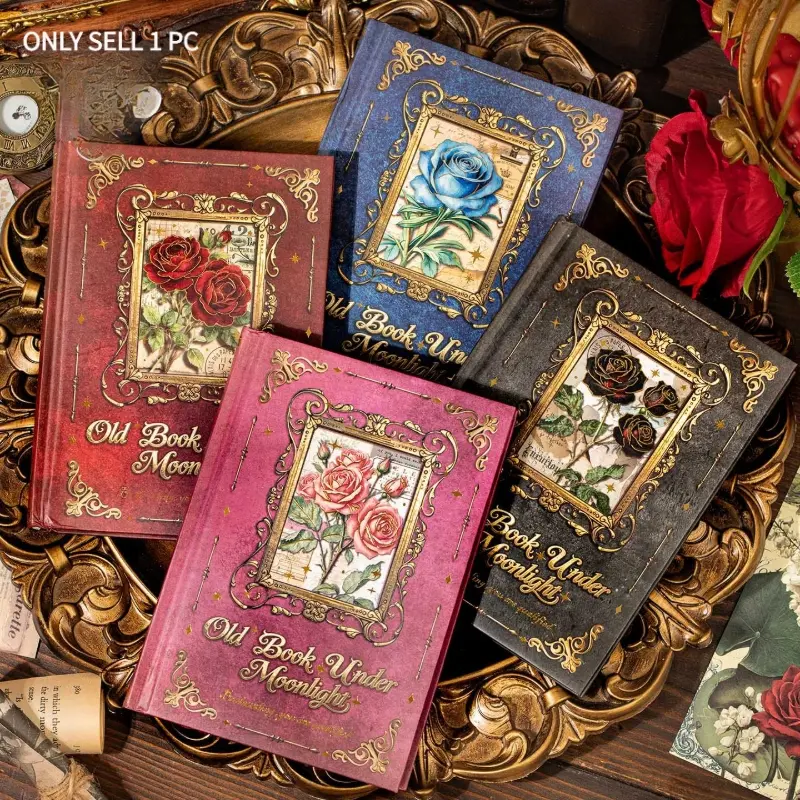 Gothic Rose Vintage Hardcover Journal,Gold Foil Embossed, Luxury European Style Notebook for Writing, Scrapbooking, Students & Gifts
