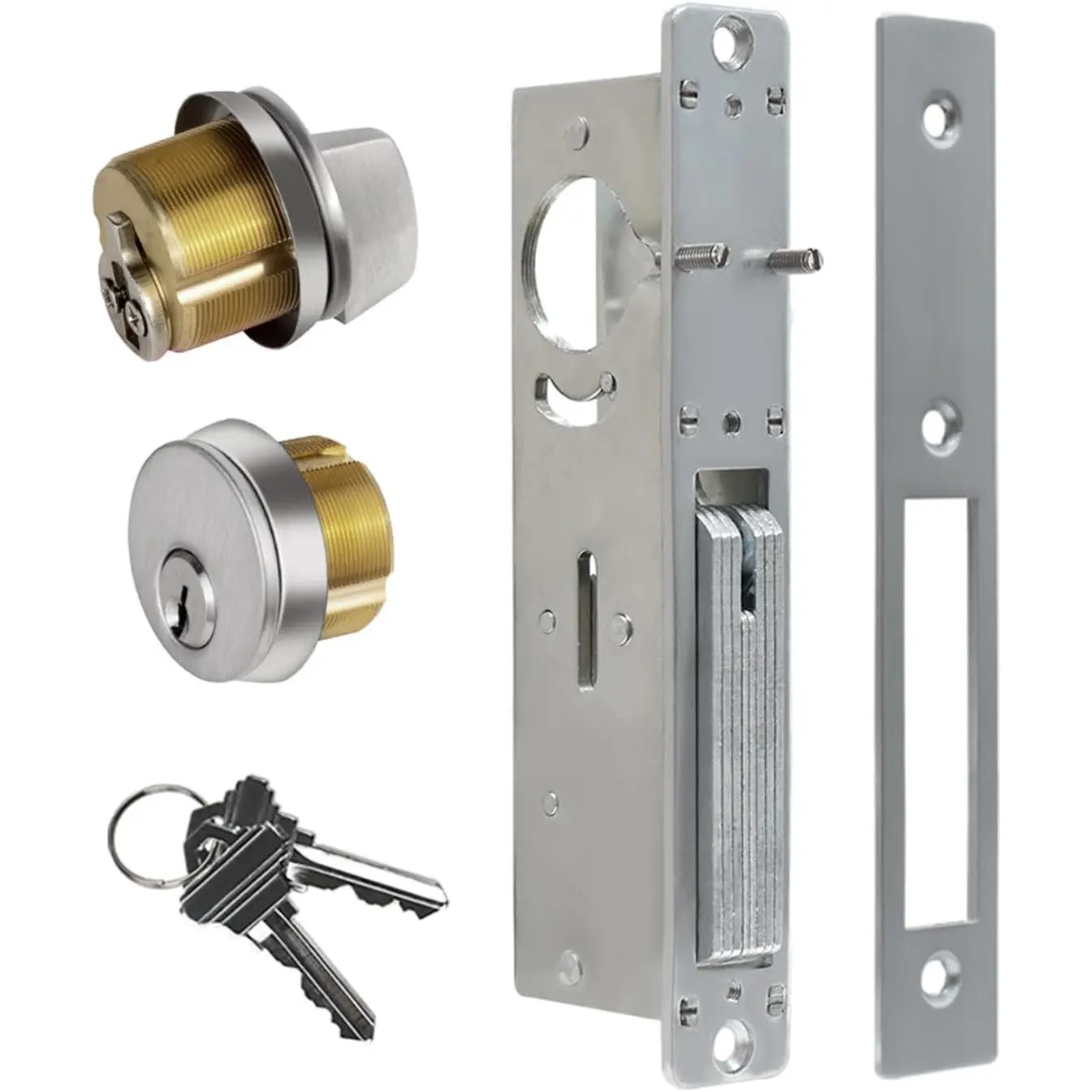 Commercial Mortise Door Lock with Thumbturn, 1-1/8" Backset Storefront Door Deadbolt Lock, Solid Brass Cylinder, Direct Replacement for Aluminum Narrow Stile Doors (Silver)