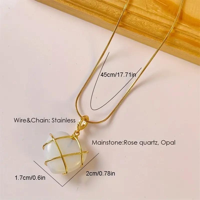 Summer Style Pink Crystal Opal Necklace, Cute Barbie Inspired Jewelry, INS Aesthetic Dainty Pendant, Sweet Girlish Heart Friendship Gift for Best Friends, Trendy Minimalist Fashion Necklace for Women Teens Daily Wear