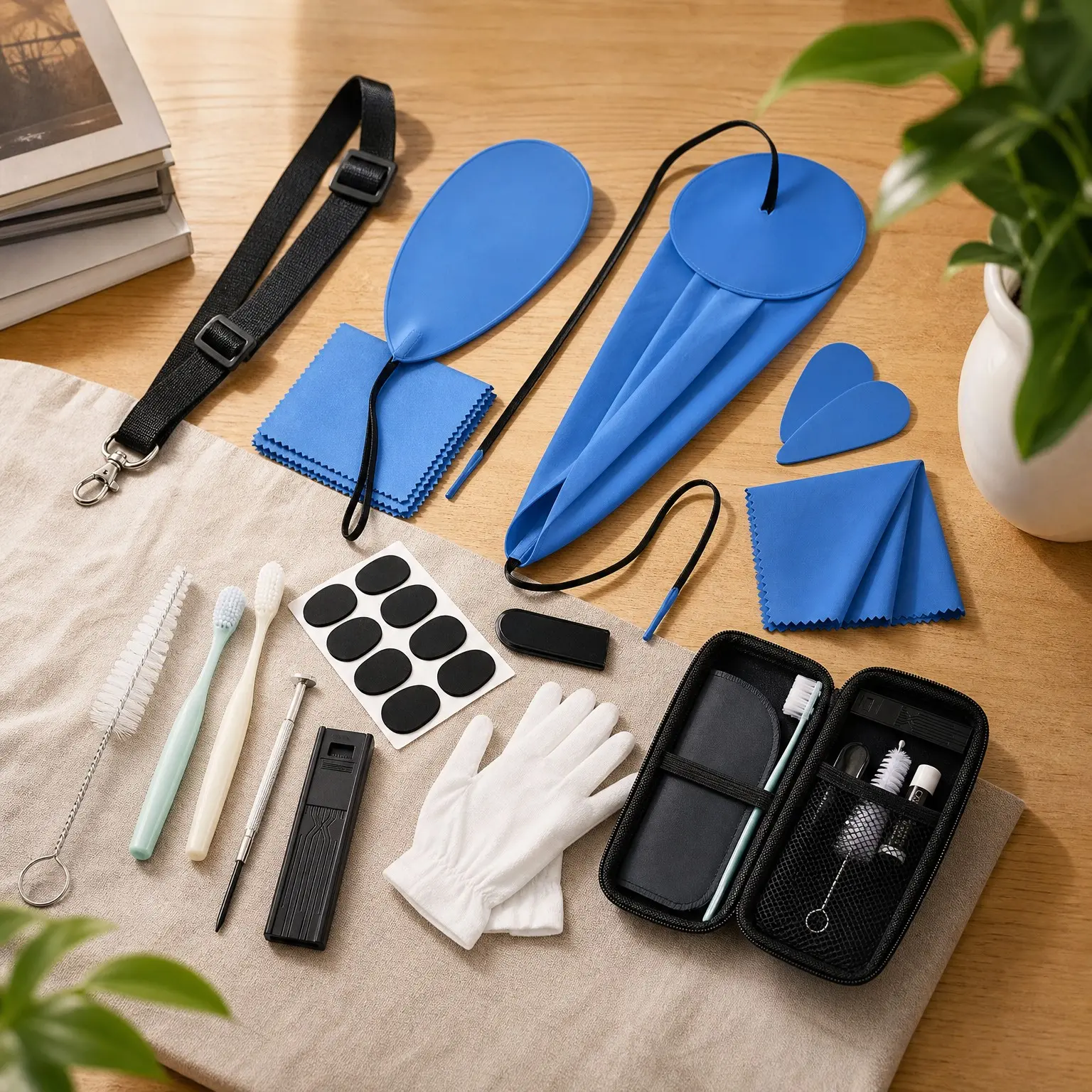 Saxophone and Clarinet Cleaning Kit with Maintenance Kit, Cork Grease, Swab, Strap, Cleaning Cloth, Thumb Rest, Reed Case, Mouthpiece Brush and More