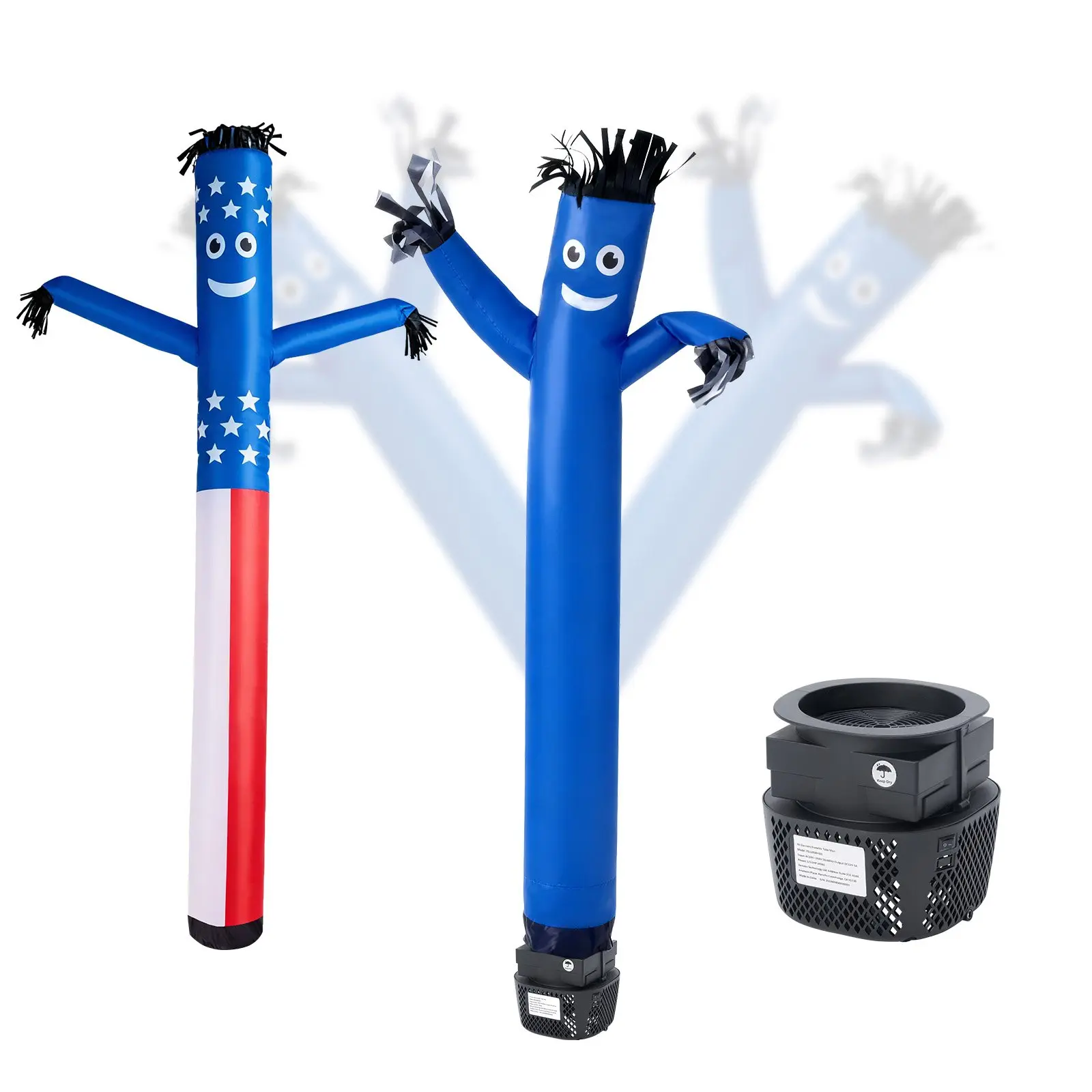 VEVOR 6 ft Inflatable Tube Man with 1/15 HP IPX3 Waterproof Blower Fan (FS12038HD1), 2.31 lbs Strong Airflow, 101-250V, Bright Color Carnival Advertising Tool for Outdoor Businesses, Farms