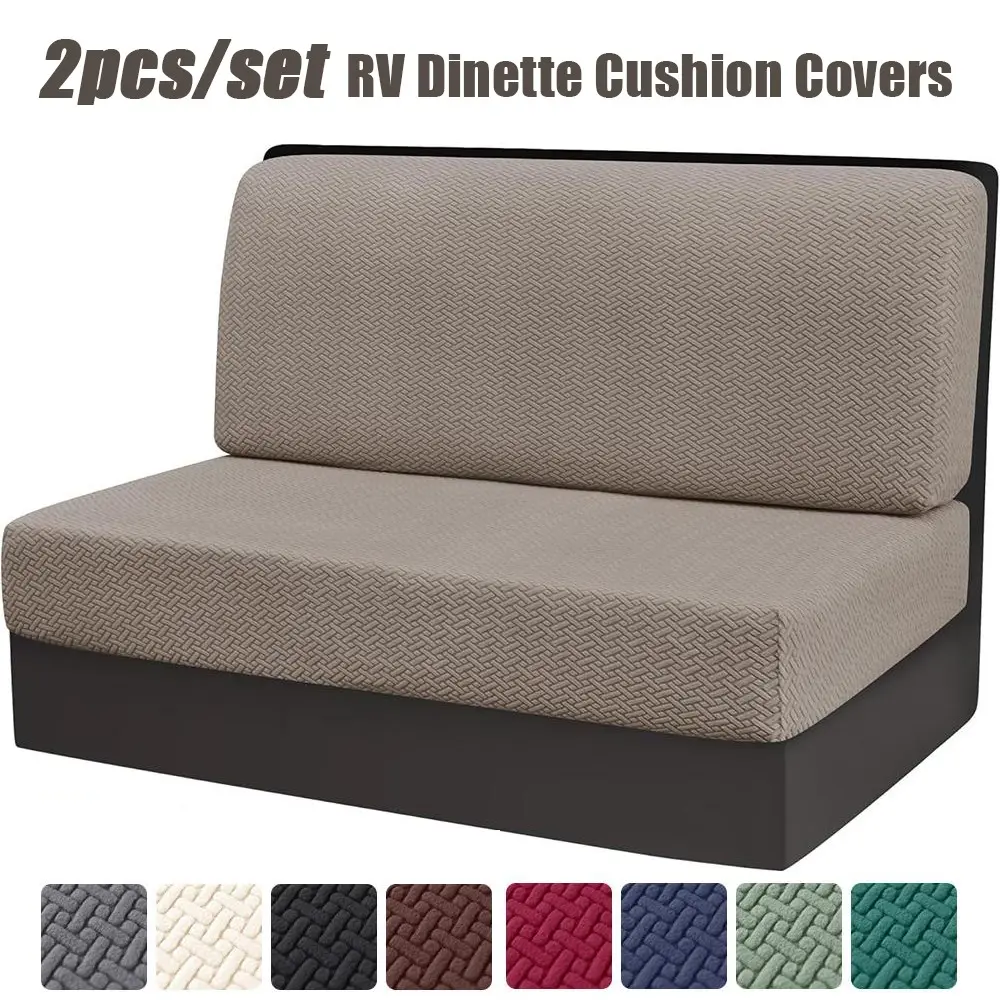 2pcs/set Jacquard Elastic RV Sofa Covers Stretchable Sofa Cover Stretch Fit Anti-Slip Universal Chair Covers for Motorhomes Easy Clean Solid Colors Elastic Sofa Slipcover Stretch Couch Cover