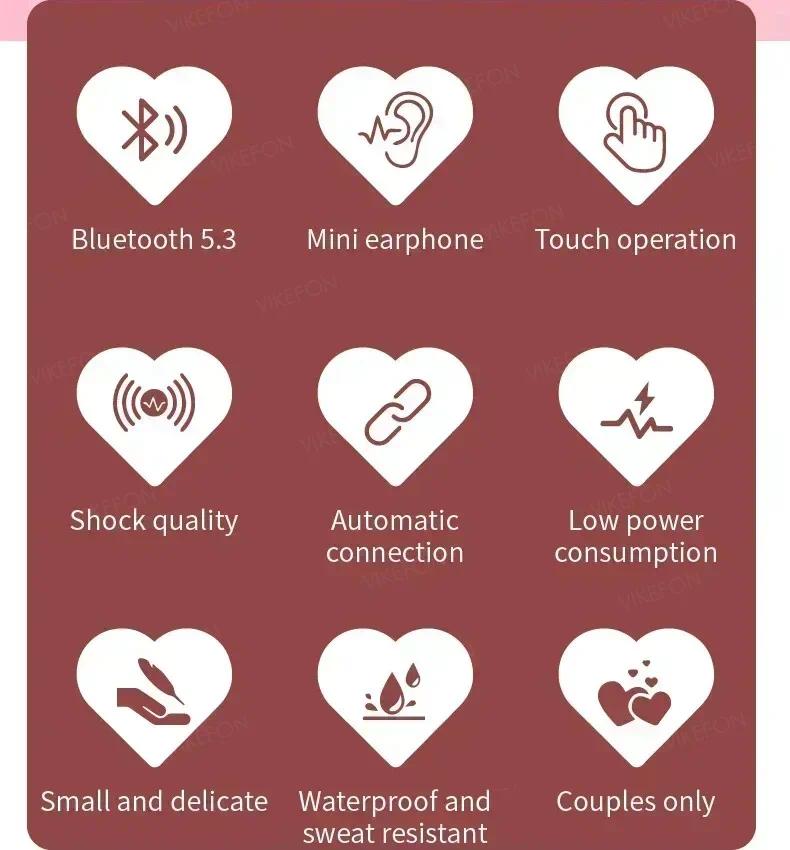 NEW K520 Wireless Earbuds Stereo Earphone Rotatable Love Heart Shaped Charging Case Low Latency Headphones For Phone Tablet