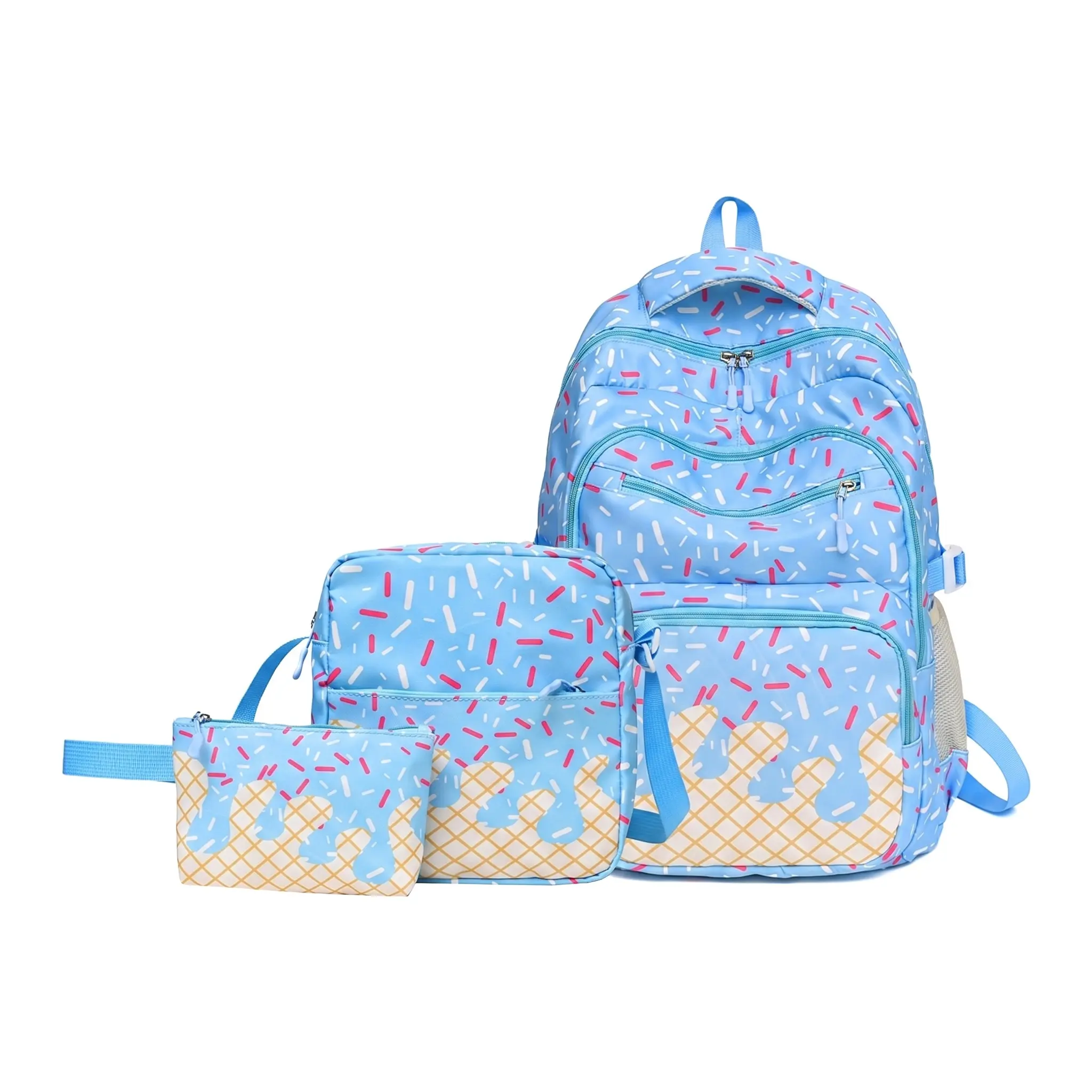 Cute 3 Piece Backpack Set For School Waterproof Oxford Fabric 14 Inch Laptop Pocket Casual Travel Korean Style Unisex 56 75L Capacity