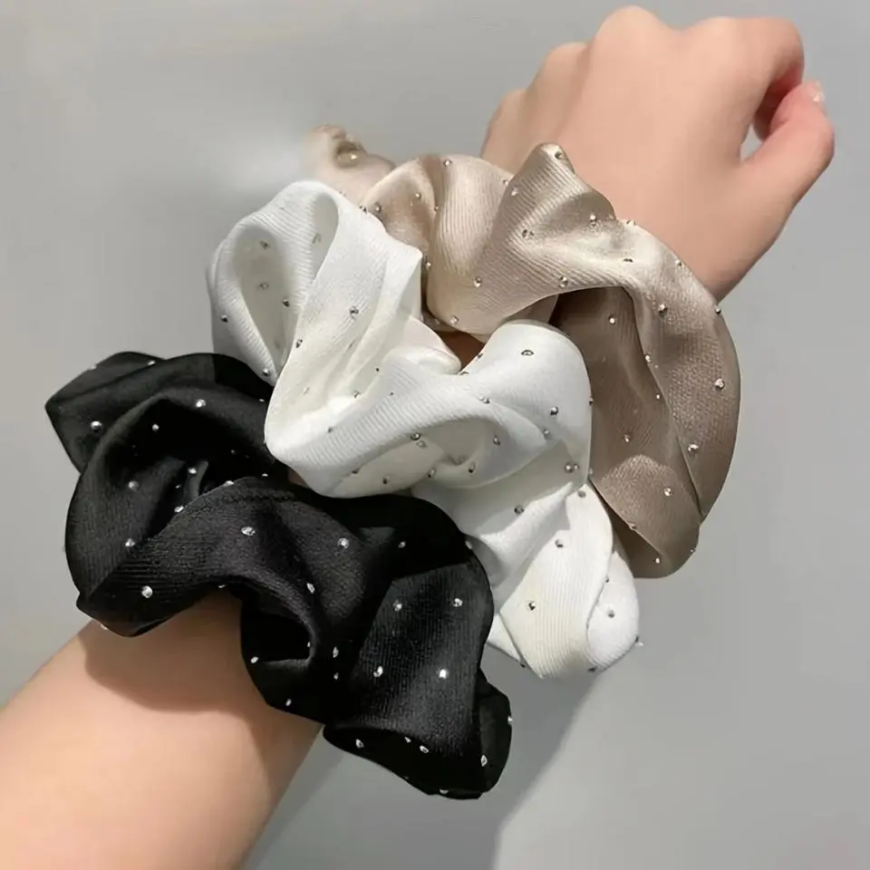 Satin Rhinestone Scrunchies (1-3PCS) - Silk Fabric Hair Ties with Softness, Comfortable Ponytail Holders for Hair Accessories