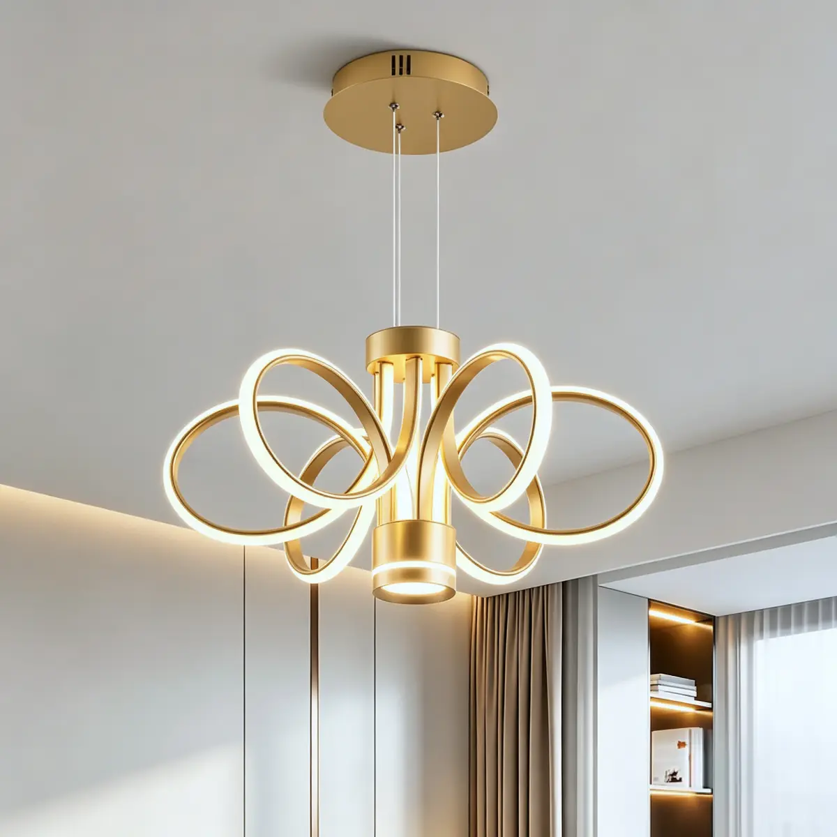Modern LED Chandelier Ceiling Lamp, Modern Farmhouse Ceiling Ceiling Hanging Light Fixture , for Dining Room, Kitchen Island----GOLD