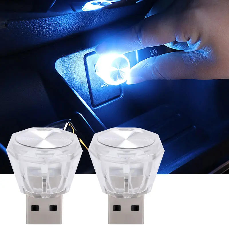 Mini USB light diamond shaped LED lighting neon indoor reading light portable car neon atmosphere light accessories