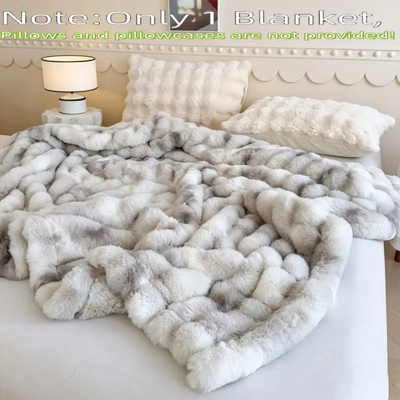 Luxurious Heavyweight Faux Rabbit Fur Blanket, Soft Breathable Nap Blanket, Multiple Sizes Available, Portable Washable Throw, Soft Napping Blanket, Cozy Blanket
